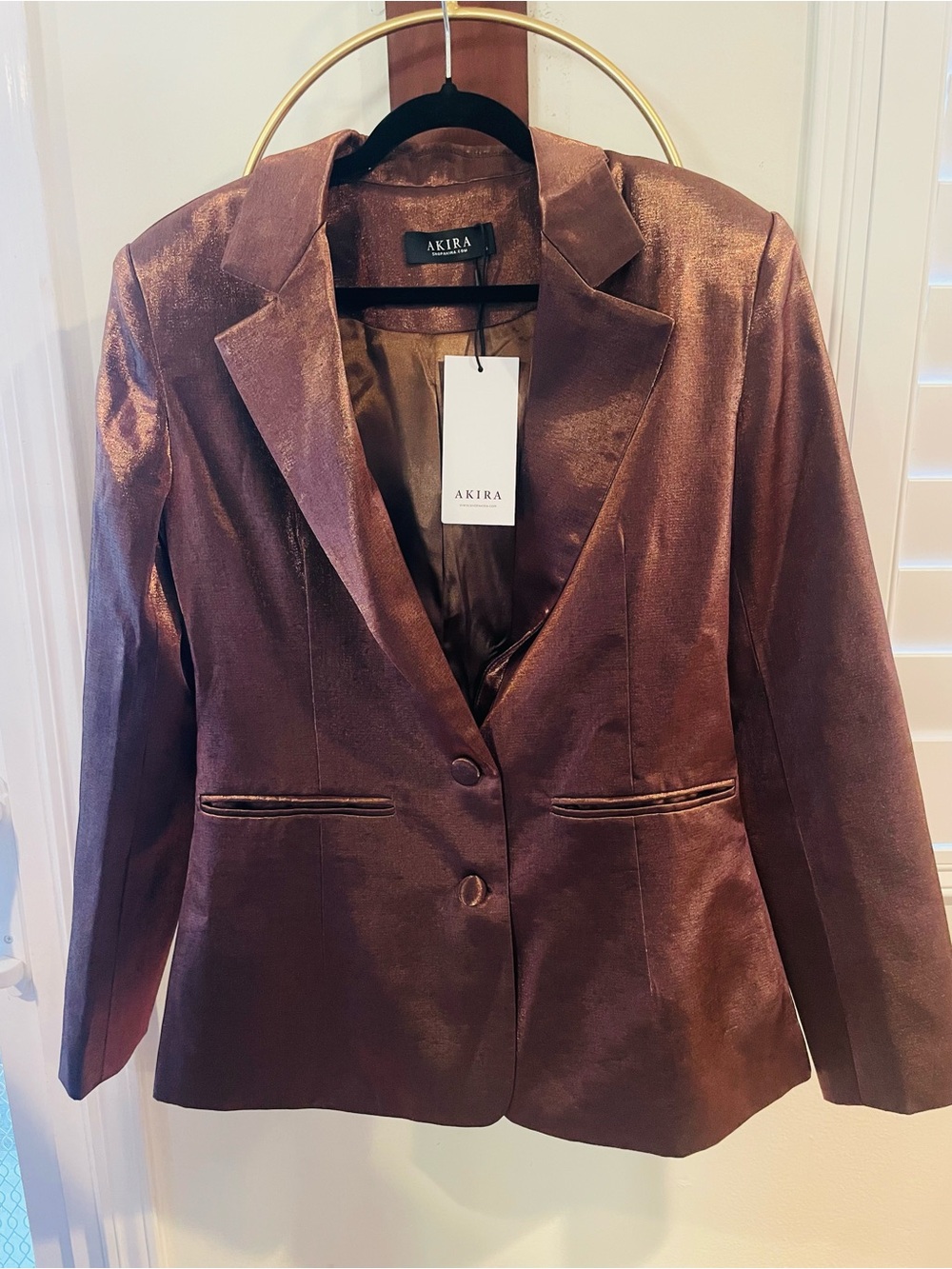 AKIRA Metallic Copper-Brown Single-Breasted Blazer